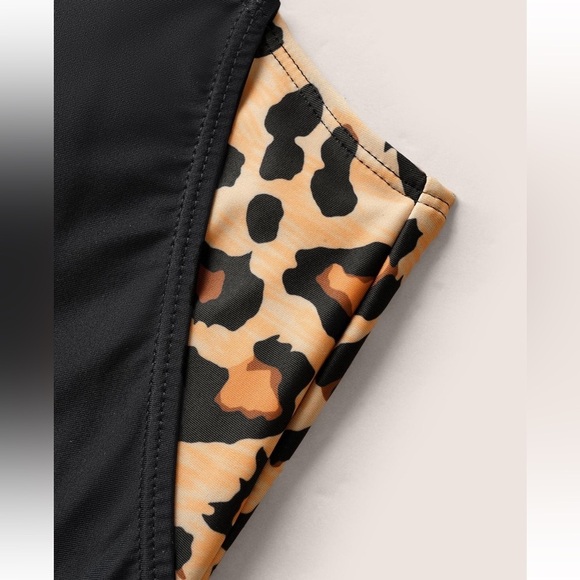 BloomChic Plus Size 2XL Patchwork Leopard Print Gathered Swim Top us18-20 - Picture 5 of 8